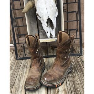 CODY JAMES MEN'S SIZE 8D FLAG WESTERN WORK BOOTS DISTRESSED NANO COMPOSITE TOE